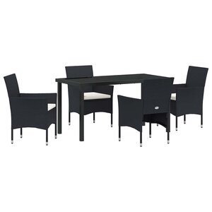 vidaXL Ensemble de salle à manger pour jardin 5 Pièces Noir polyrotin