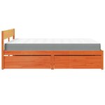 vidaXL Lit avec tiroirs/matelas cire marron 160x200 cm bois massif pin