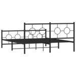 vidaXL Cadre de lit métal sans matelas avec pied de lit noir 160x200cm