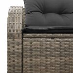 vidaXL Canapé de jardin 2 places gris en rotin synthétique avec rangement et coussins.