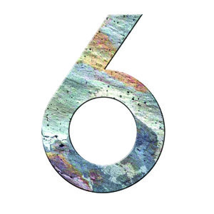 Numéro 6 - Numéro adhésif pour boîtes aux lettres- Pierre véritable 50 mm  LAVE