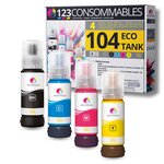 Pack compatible avec EPSON 104 ECOTANK  4 bouteilles d'encre
