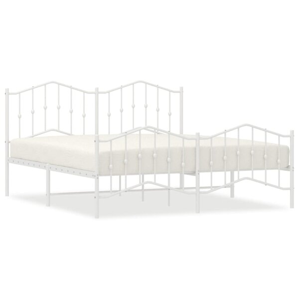 vidaXL Cadre de lit métal avec tête de lit/pied de lit blanc 180x200cm