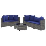 vidaXL Salon de jardin 6 Pièces avec coussins gris résine tressée