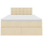 vidaXL Lit de rangement LED avec matelas Crème 120 x 190 cm Tissu