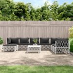 vidaXL Salon de jardin avec coussins 9 Pièces blanc acier
