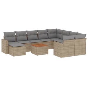 vidaXL Salon de jardin et coussins 11 Pièces mélange beige résine tressée
