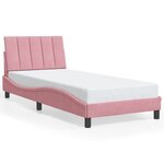 vidaXL Cadre de lit avec lumières LED rose 80x200 cm velours