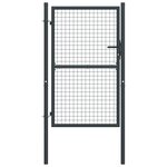 vidaXL Portail en maille de jardin Acier galvanisé 100 x 200 cm Gris