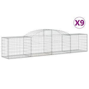 vidaXL Paniers à gabions arqués 9 Pièces 300x50x60/80 cm fer galvanisé