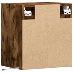 vidaXL Table de chevet murale avec lumières LED chêne fumé