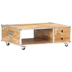 vidaXL Table basse 89x59x33 cm Bois massif de manguier brut