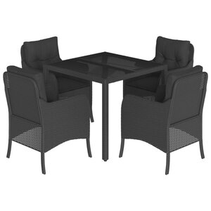 vidaXL Ensemble à manger de jardin coussins 5Pièces Noir Résine tressée