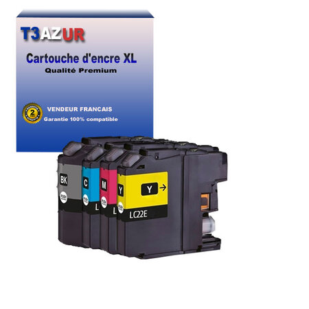 T3AZUR - 4x Cartouches compatibles avec Brother MFC-J5920DW  LC22E XL