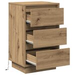 vidaXL Cabinet de chevet avec LED Chêne artisan 39x34.5x65 cm Bois d'ingénierie