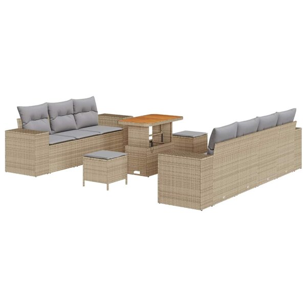 vidaXL Ensemble de canapé de jardin 10 Pièces Beige et Gris clair