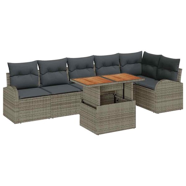 vidaXL Ensemble de canapé de jardin 7 Pièces Gris 100 x 55 x 73 cm