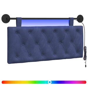 vidaXL Tête de lit suspendue Avec lumière LED Bleu police Velours