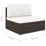 Vidaxl salon de jardin 5 pièces avec coussins marron résine tressée