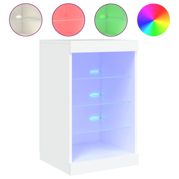 vidaXL Buffet avec lumières LED blanc 41x37x67 cm