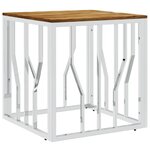 vidaXL Table basse argenté acier inoxydable et bois massif d'acacia
