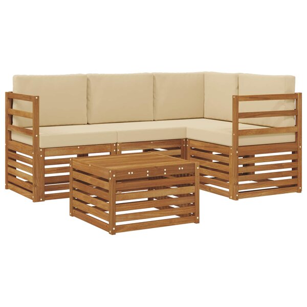 vidaXL Ensemble de canapés d'extérieur 5 Pièces Naturel et Beige