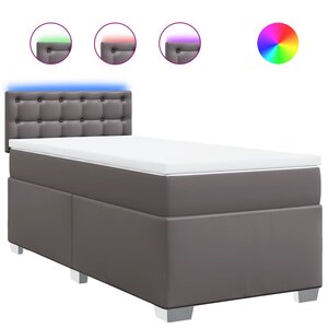 vidaXL Sommier à lattes de lit avec matelas Gris 80x200 cm Similicuir