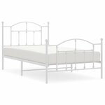vidaXL Cadre de lit métal avec tête de lit/pied de lit blanc 100x190cm