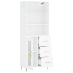 vidaXL Buffet haut Blanc 69 5x34x180 cm Bois d'ingénierie