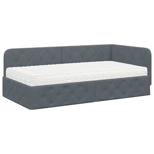 vidaXL Cadre de lit d'angle Gris foncé 100 x 200 cm Velours