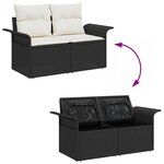 vidaXL Ensemble de canapé de jardin 6 Pièces Noir  Crème 55 x 55 x 37 cm