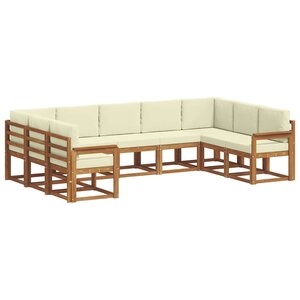 vidaXL Ensemble de canapés d'extérieur 9 Pièces Naturel et Crème