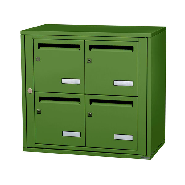Bloc collectif leabox.com  2x2  grade 3  simple face  intérieur  mural  Vert mai RAL 6017 finition brillante