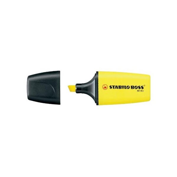 Surligneur boss mini pointe biseautée jaune x 10 stabilo