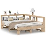 vidaXL Lit bibliothèque sans matelas 140x200 cm bois massif de pin