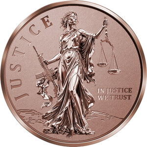 Monnaie LADY JUSTICE 5 Oz Cuivre 1$ Liberia 2026 (PRÉCOMMANDE)