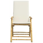 vidaXL Ensemble de bistro pliante 3 Pièces et coussins blanc crème bambou