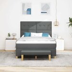 vidaXL Lit à ressorts avec tête de lit Gris foncé 190 x 140 cm tissu