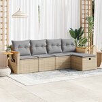 vidaXL Salon de jardin avec coussins 5 Pièces beige résine tressée
