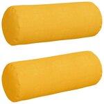 vidaXL Coussins d'accent 2 Pièces Jaune clair Ø 25 x 70 cm
