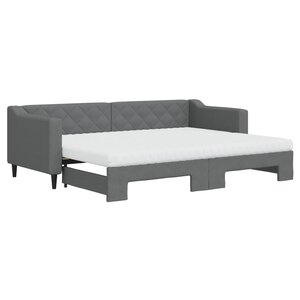 vidaXL Lit de jour avec gigogne et matelas gris foncé 80x200 cm tissu