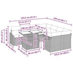 vidaXL Ensemble de canapé de jardin en 9 pièces avec coussins gris poly rotin