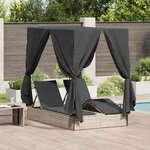 vidaXL Transat double avec toit Réglable Gris clair 205 x 129 x 200 cm