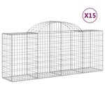 vidaXL Paniers à gabions arqués 15 Pièces 200x50x80/100 cm Fer galvanisé