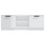 vidaXL Meuble TV Blanc brillant 102x35x36 5 cm Bois d'ingénierie