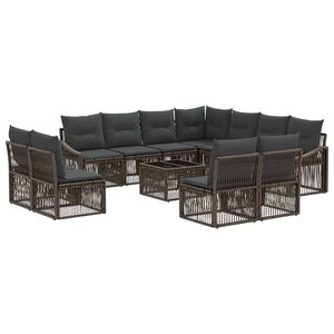 vidaXL Ensemble de canapé de jardin 12 Pièces Gris polyrotin