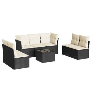 vidaXL Salon de jardin 8 Pièces avec coussins noir résine tressée