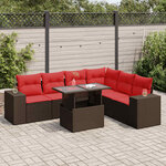 vidaXL Salon de jardin et coussins 14 Pièces marron résine tressée acacia