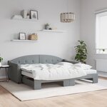 vidaXL Lit de jour avec gigogne et matelas gris clair 90x190 cm tissu
