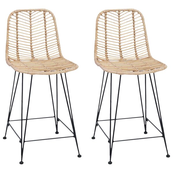 vidaXL Chaise de bar 2 pc Naturel 44 5 x 54 5 x 97 5 cm Rotin et métal